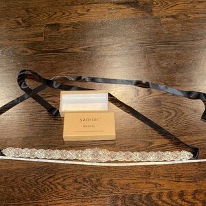 Bridal Crystal Belt with Black Ribbon